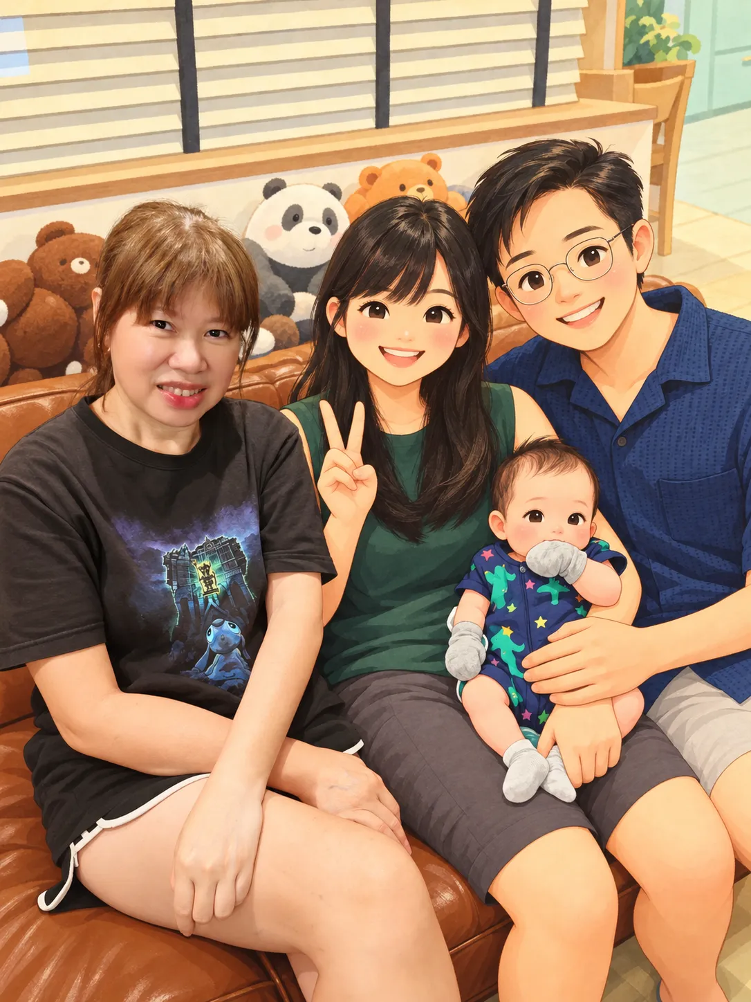 May Leng with a new family and their newborn